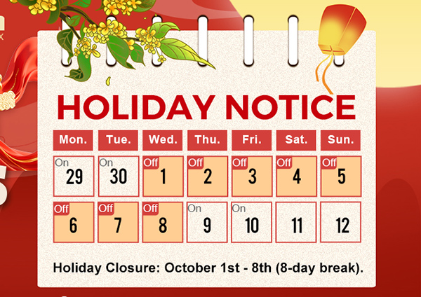 Datallen Holiday Notice for National Day!