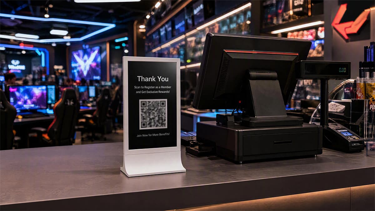Datallen display signage in gaming cafe